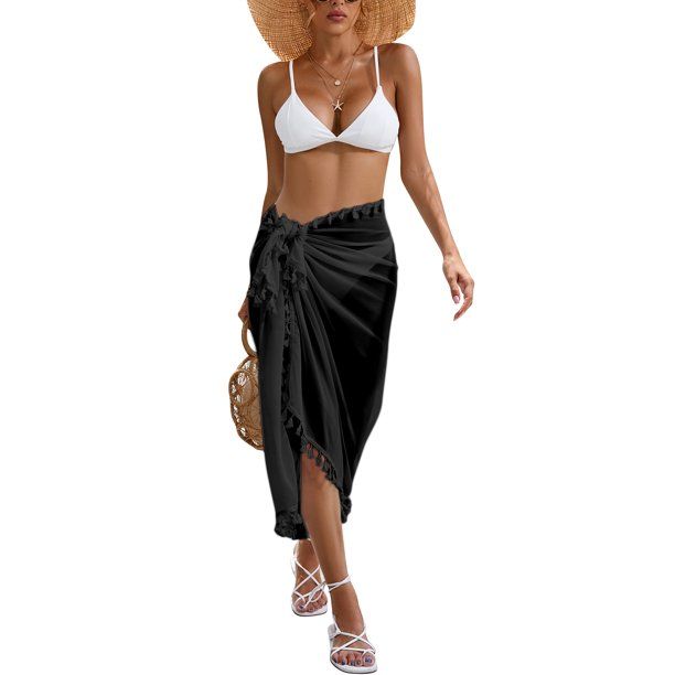 LELINTA Women's Beach Sarong Wrap Cover Up Floral Sheer Lace Bikini Cover up Summer Beach Dress | Walmart (US)
