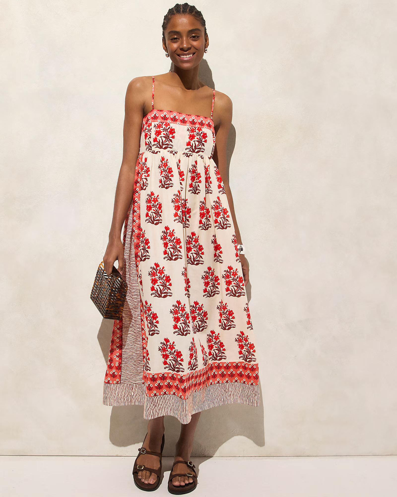Cotton voile midi dress in block print | J. Crew US