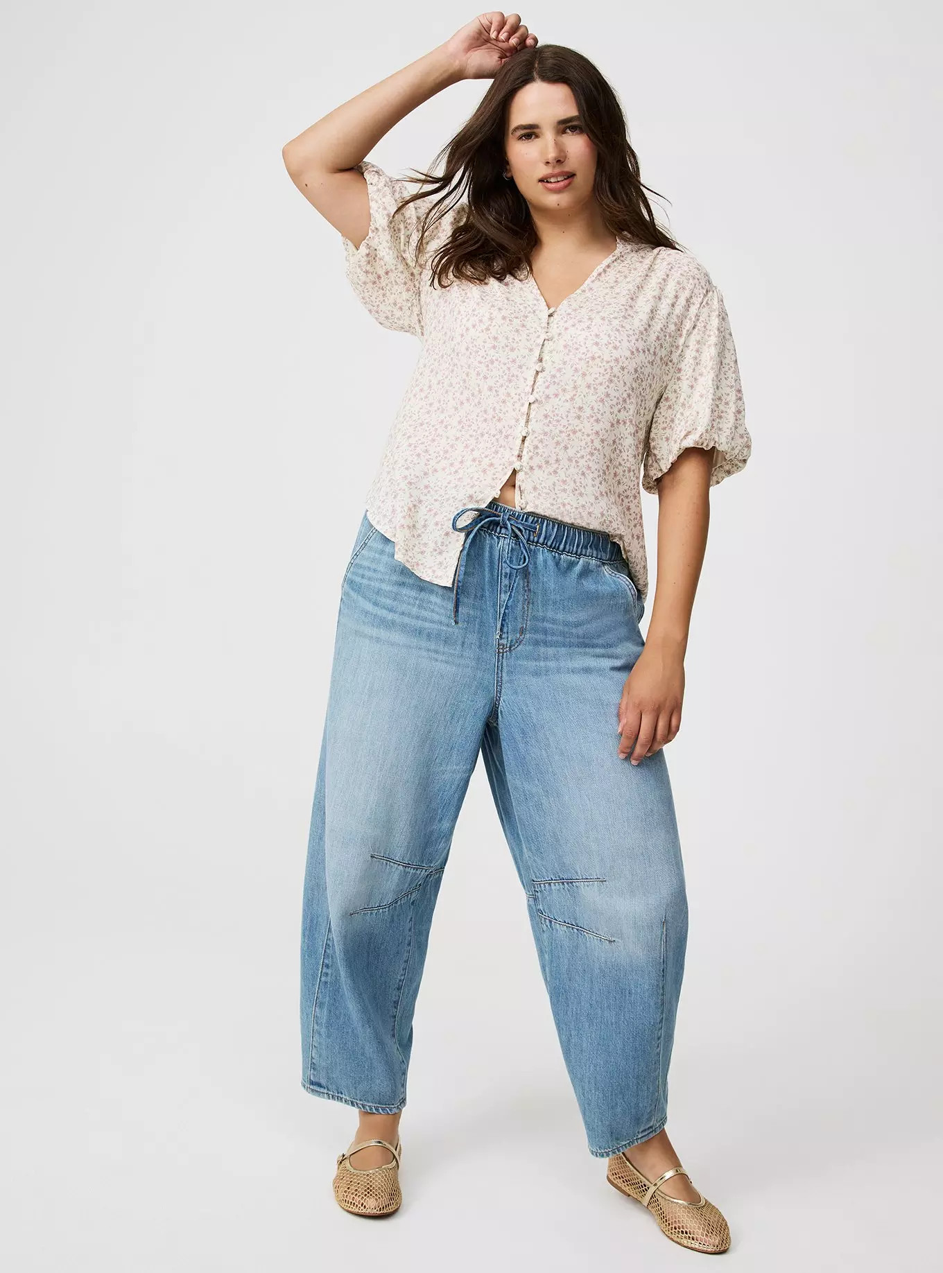 High-Rise Drapey Barrel Jean | Torrid (US & Canada)