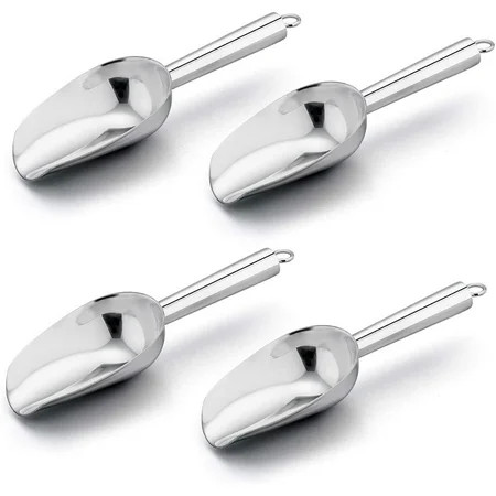 6 Ounce Ice Scoop Set of 4 VeSteel Small Stainless Steel Metal Utility Scoops for Ice Cube/Candy/Flo | Walmart (US)