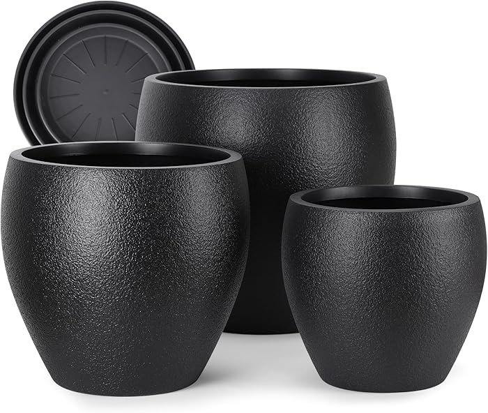 Plant Pots 17.5/14.8/12.2 inch Set of 3, Flower Pots with Drainage Holes, Large Planters for Indo... | Amazon (US)