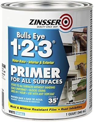 Rust-Oleum 2004 Zinsser Bulls Eye 1-2-3 Primer, 1 Quart, 946 ml, White | Amazon (US)