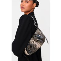 Snake Print Crinkle Ruched Shoulder Bag | PrettyLittleThing US