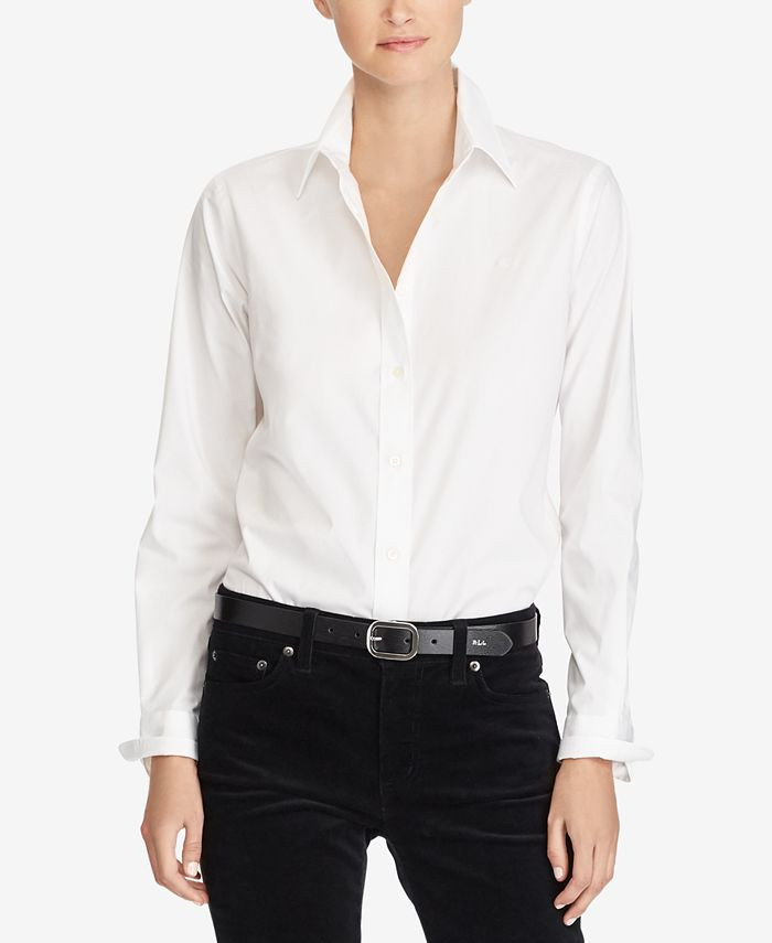 Lauren Ralph Lauren Non-Iron Straight-Fit Shirt & Reviews - Tops - Women - Macy's | Macys (US)