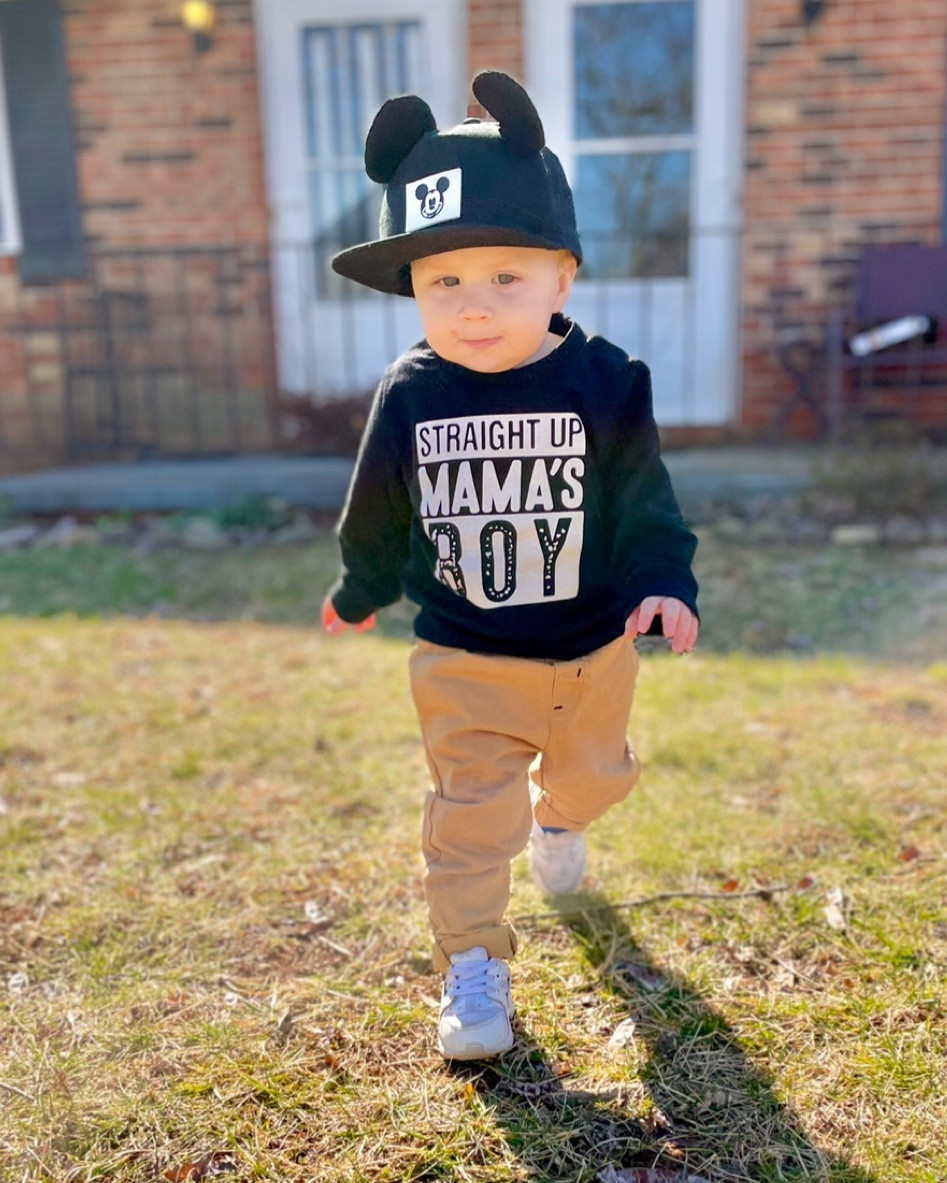 Mickey Mouse hat paired with a mamas boy sweatshirt and some khakis and don’t forget about the white Nikes ! 

#LTKshoecrush #LTKfit #LTKbaby