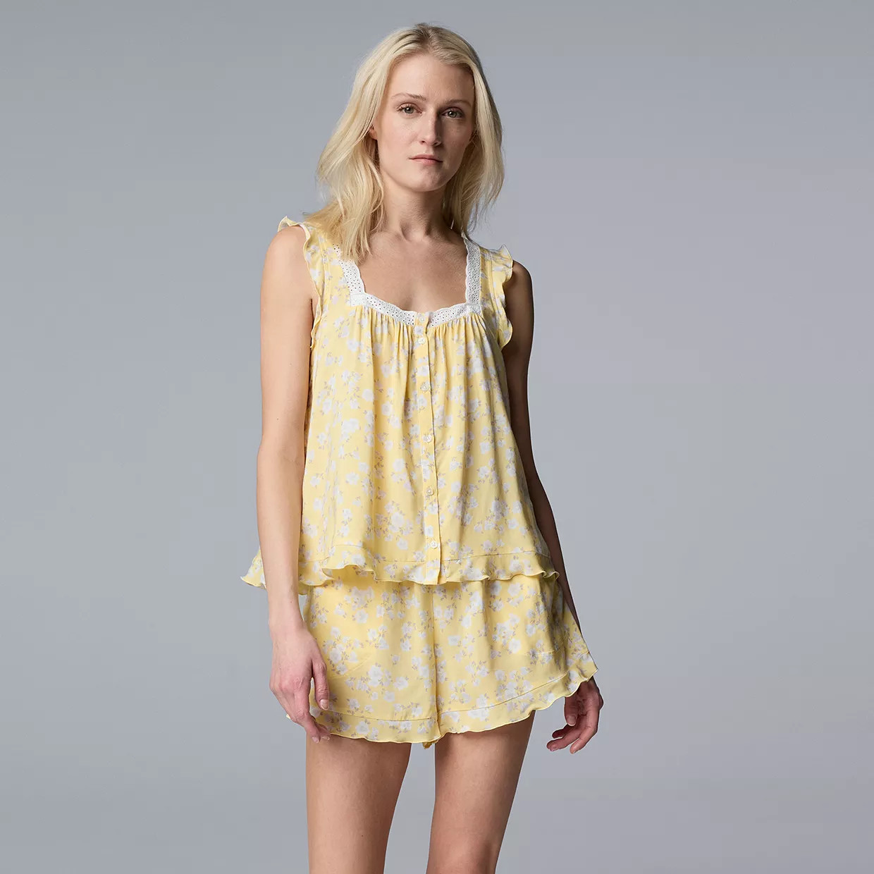 Women's Simply Vera Vera Wang Plain Weave Pajama Tank Top and Pajama Shorts Set | Kohl's