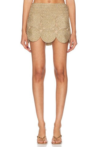 SIMONMILLER Beep Beep Mini Skirt in Metallic Gold | FWRD 