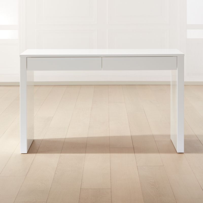 Runway Modern 2-Drawer White Lacquered Wood Desk + Reviews | CB2 | CB2
