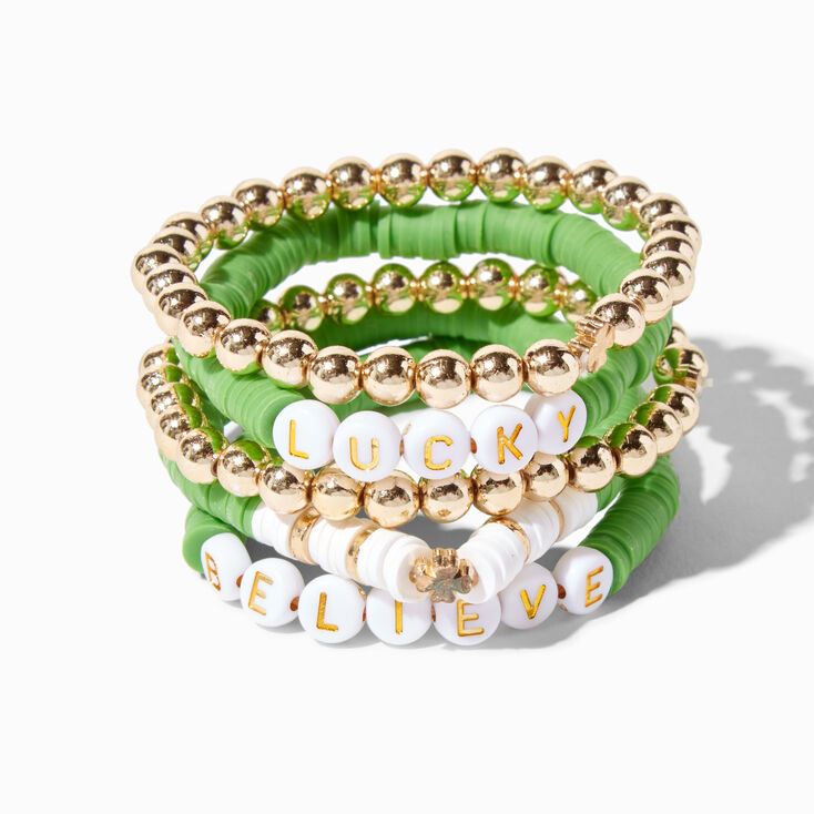 St. Patrick's Day Beaded Stretch Bracelets - 5 Pack | Claire's (US)