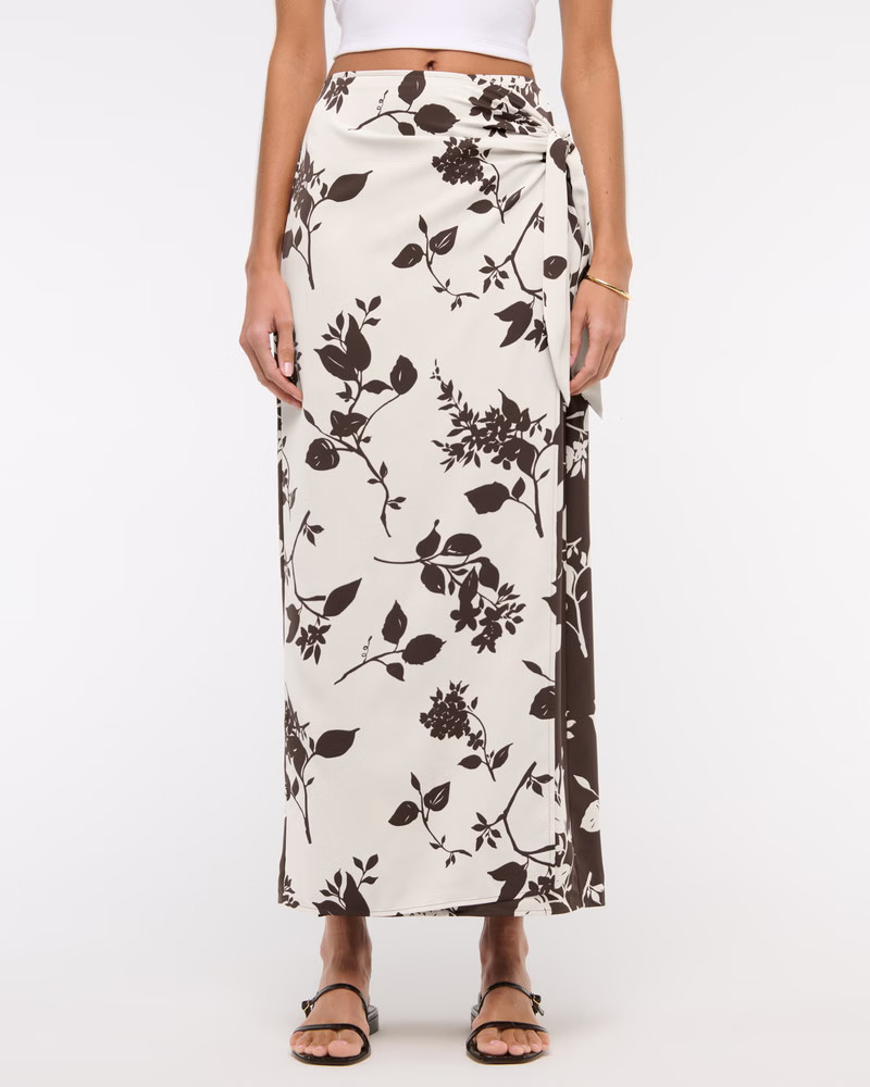 Mid Rise Wrap Maxi Skirt | Abercrombie & Fitch (US)