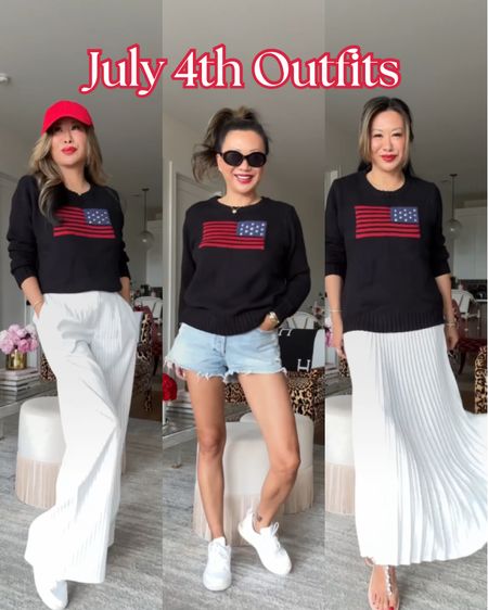 July 4th outfits! Fourth of July outfits, red white and blue outfits, flag sweater, Amazon finds, white trousers, denim shirts, pleated skirts

wearing size small in everything!


#LTKStyleTip #LTKSeasonal