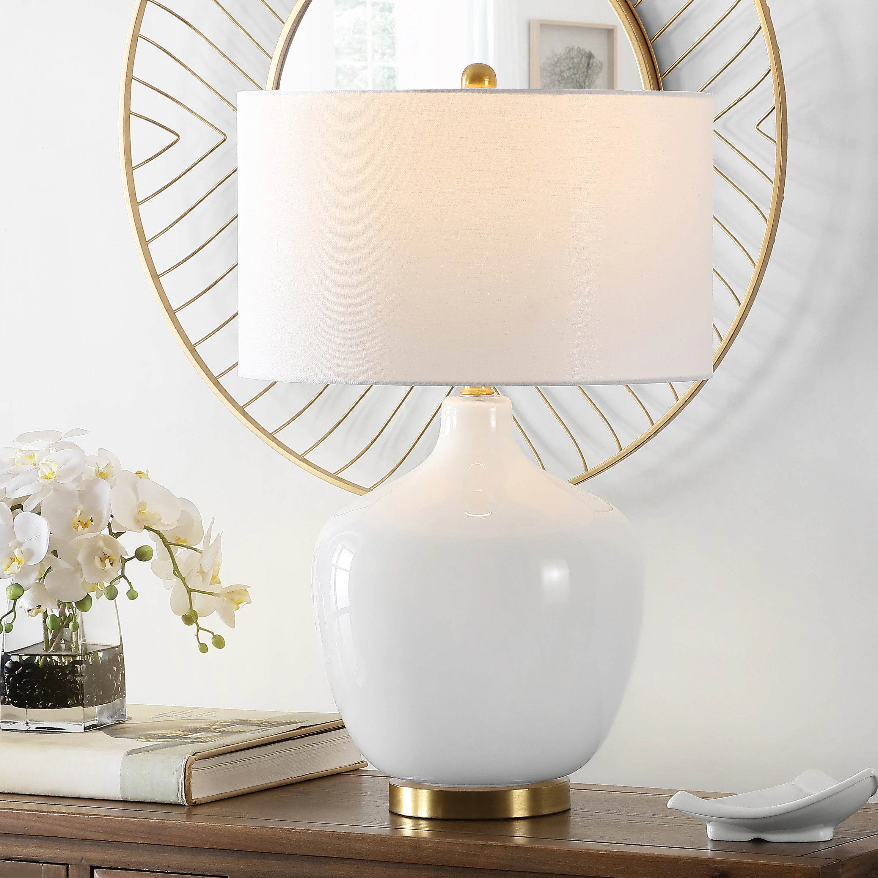 SAFAVIEH Lighting Eugenie 27-inch Glass LED Table Lamp - 17" W x 17" L x 27" H | Bed Bath & Beyond