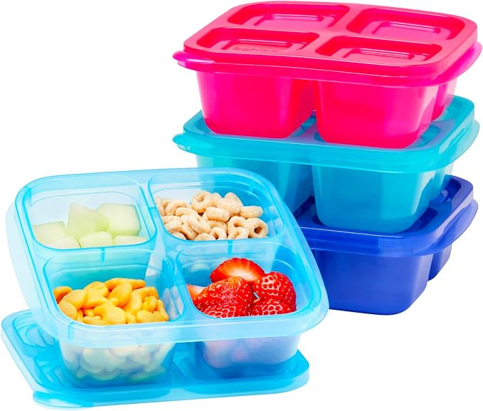 Bentgo Easyboxes 4-Compartment Snack Containers - 4 Trays & 4 Custom-Fit Lids to Seal in Freshnes... | Amazon (US)
