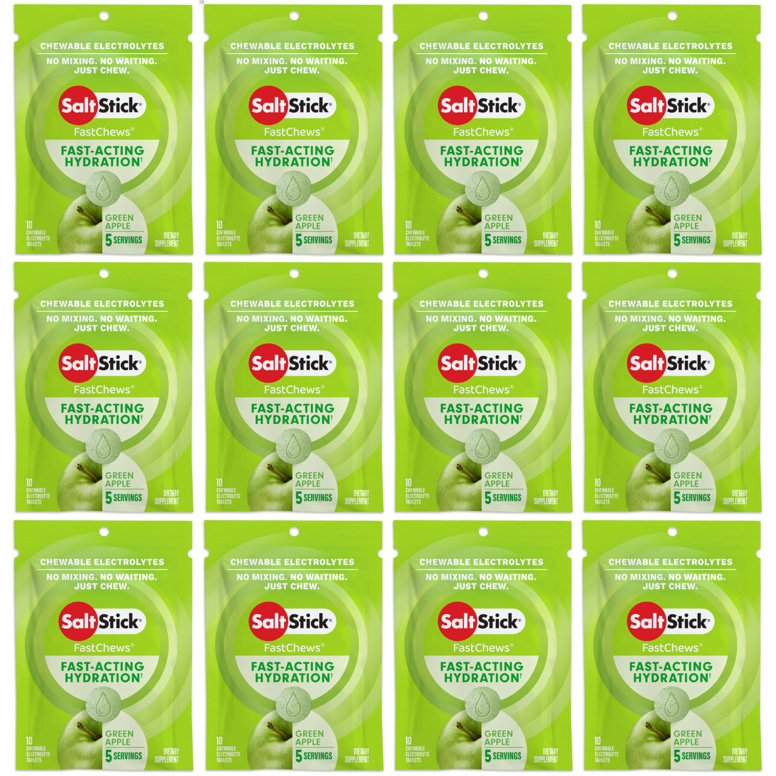 SaltStick Electrolyte FastChews Chewable Tablets | 120 Count - Green Apple | Salt Tablets for Run... | Amazon (US)