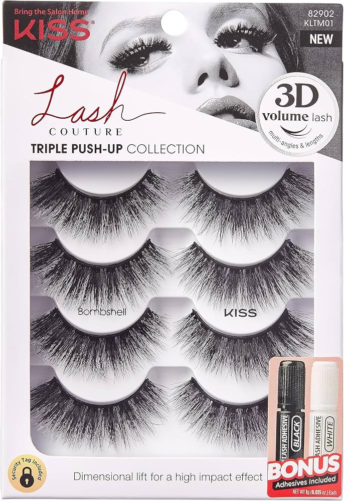 KISS Lash Couture Triple Push Up Collection Multipack, 3D Volume False Eyelashes with Triple Desi... | Amazon (US)