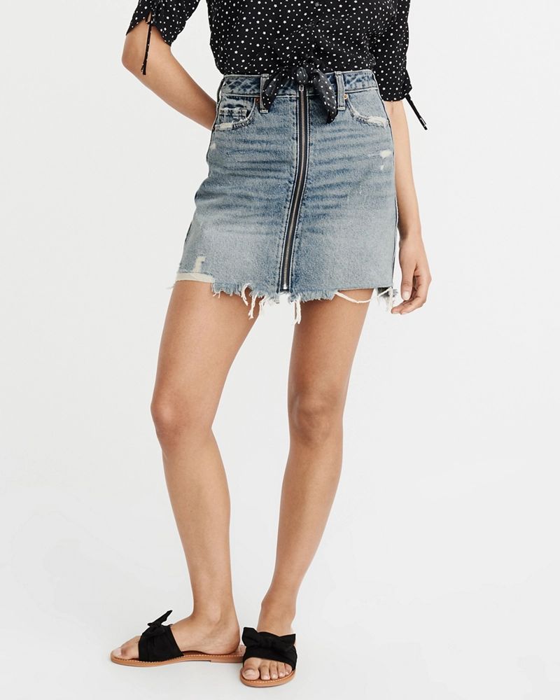Zipper Denim Mini Skirt | Abercrombie & Fitch US & UK