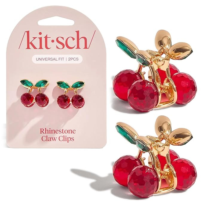 Kitsch Cherry Small Hair Clips for Women – Rhinestones Small Claw Clips | Electroplated Metal S... | Amazon (US)