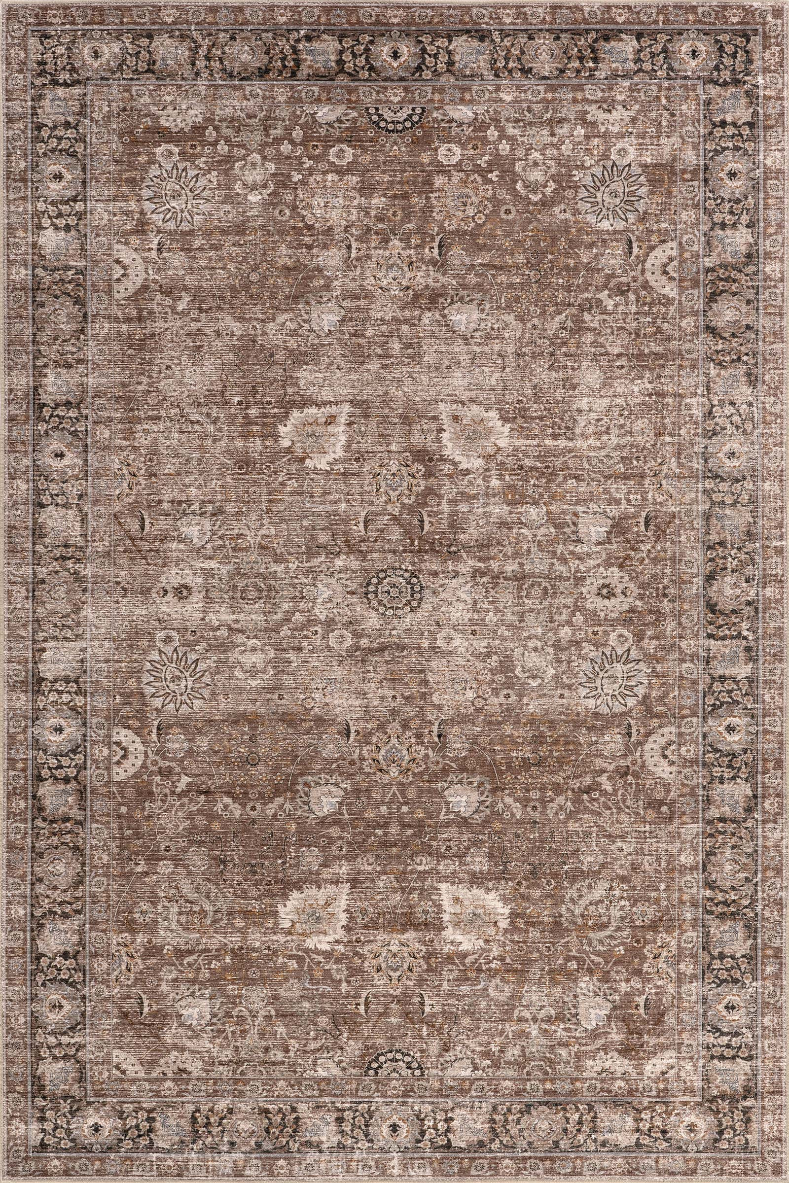 Bayberry Spill Proof Vintage Washable Rug | Brown | Rugs USA