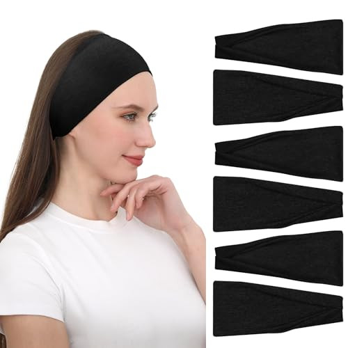 RITOPER Black Workout Head Bands for Women's Hair, Buttery Soft Non Slip Wide Black Headbands Hair Bands for Women's Hair, Thick Headbands for Fashion, Yoga, Running, Spa Day, Sports, Travel | Amazon (US)