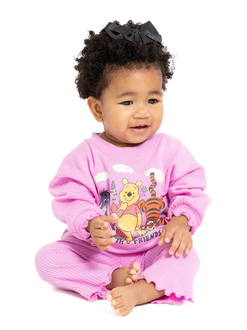 Winnie the Pooh Baby Girls Graphic Sweatshirt and Flared Leggings, 2-Piece, Sizes 0M-24M | Walmart (US)