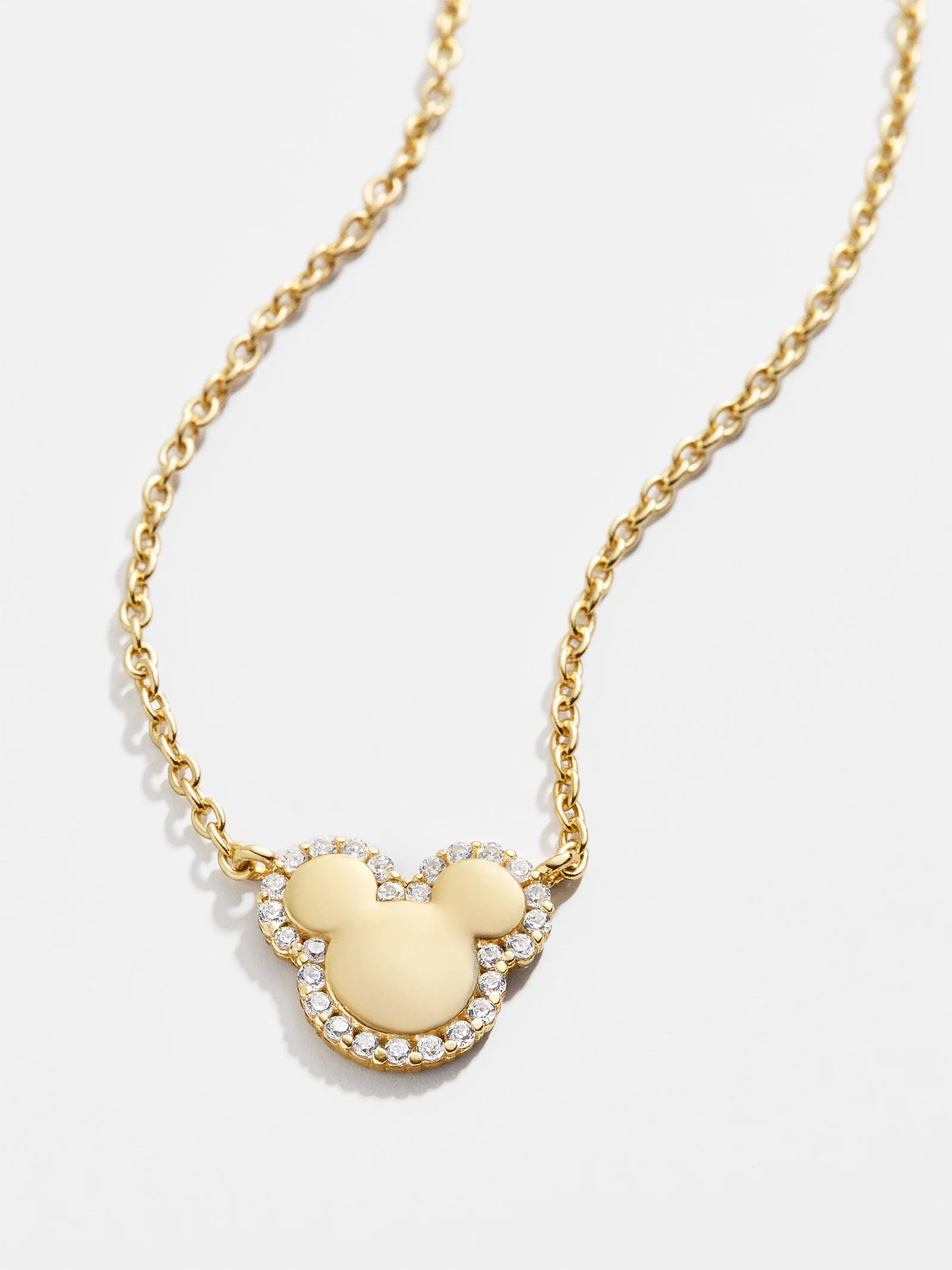 Mickey Mouse Disney 18K Gold Plated Sterling Silver Necklace - Clear/Gold | BaubleBar (US)