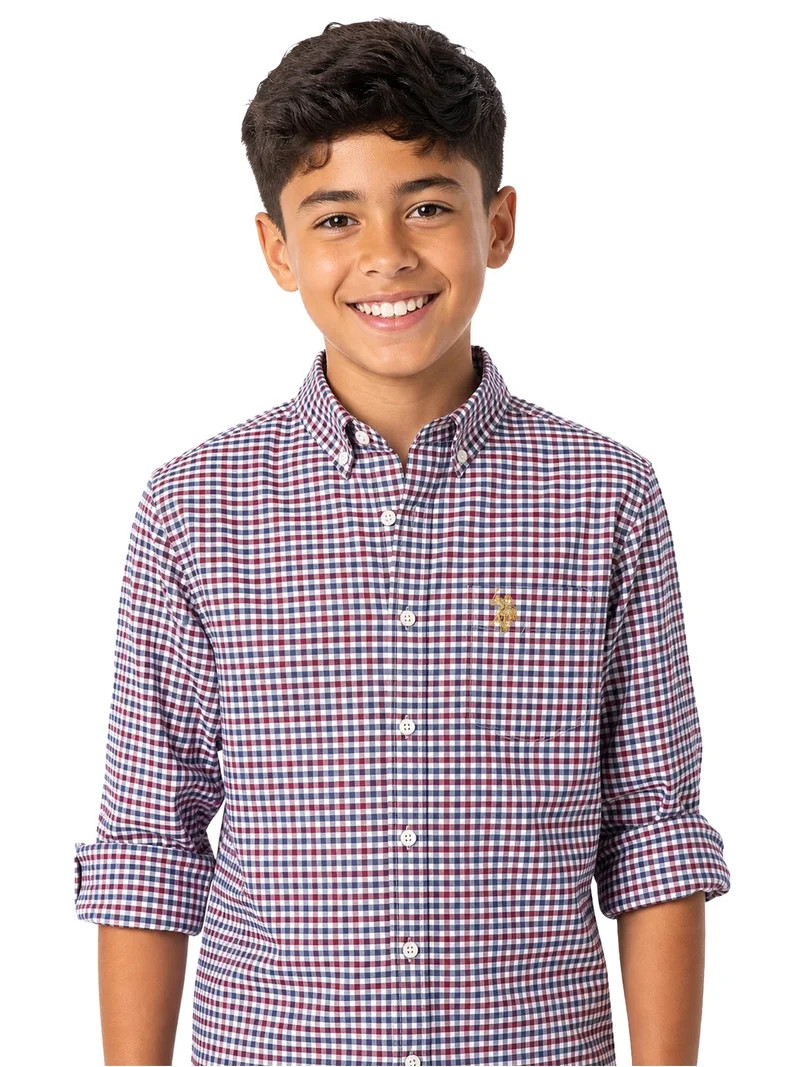 U.S. Polo Assn. Boys Long Sleeve Button Down Shirt, Sizes 4-18 | Walmart (US)