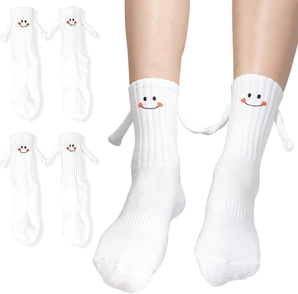 2 Pairs Magnetic Holding Hands Socks Funny Couple Sock Unique Magnetic Connection Design Gifts fo... | Amazon (US)