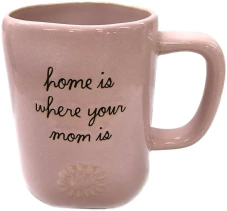 Rae Dunn Mother's Day Coffee Mug - Speckled Blush Pink with Embossed Daisy - 'Home Is Where Your ... | Amazon (US)