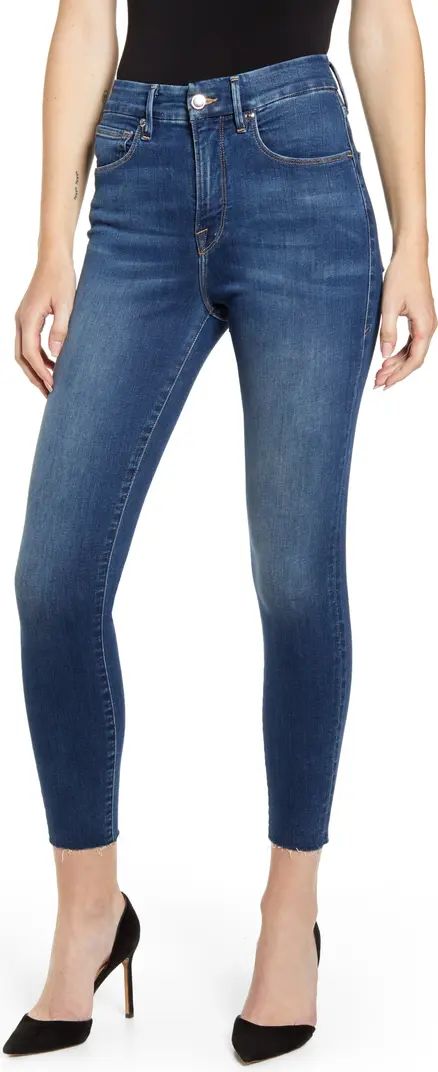 Good American Good Waist High Waist Raw Hem Ankle Skinny Jeans | Nordstrom | Nordstrom