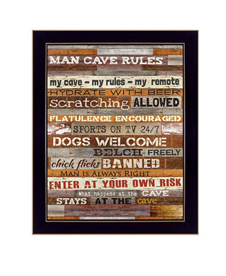 Man Cave Rules By Marla Rae, Printed Wall Art, Ready to hang, Black Frame, 14" x 18" | Macys (US)