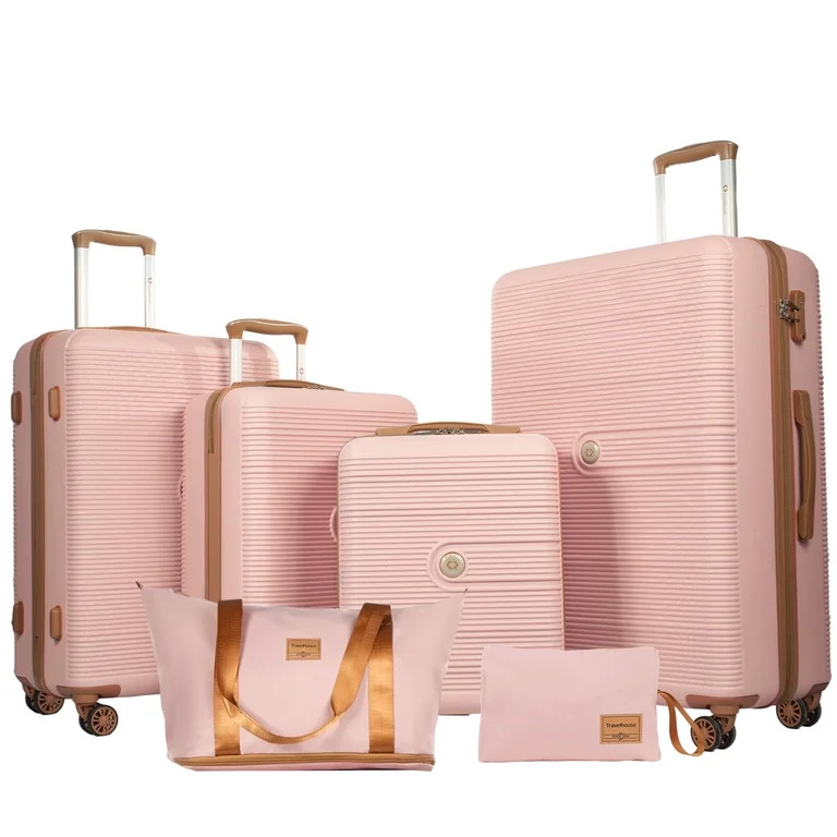 Travelhouse 6 Piece Hardshell Luggage Set Hardside Lightweight Suitcase with TSA Lock Spinner Whe... | Walmart (US)