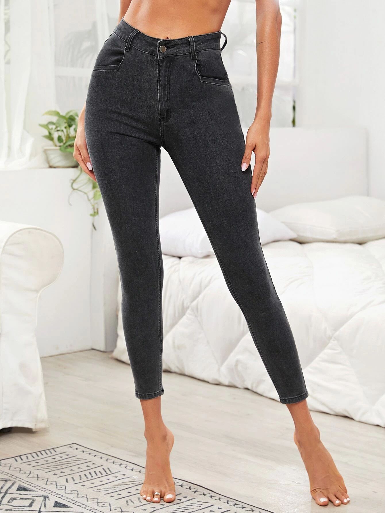 High Stretch Cropped Skinny Jeans | SHEIN
