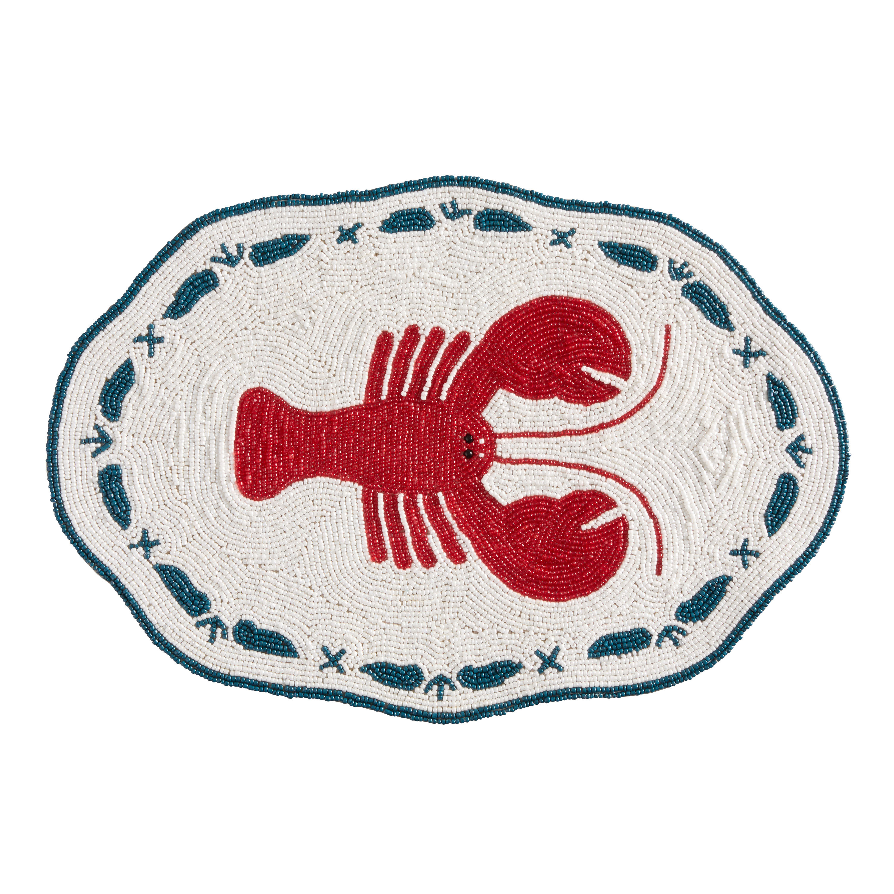 Oval Red and White Lobster Beaded Placemat | World Market