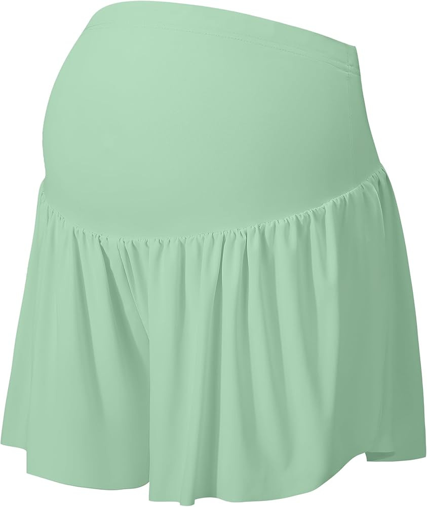 EXARUS Maternity Athletic Flowy Shorts 2 in 1 Butterfly Over The Belly Workout with Pockets Pregn... | Amazon (US)