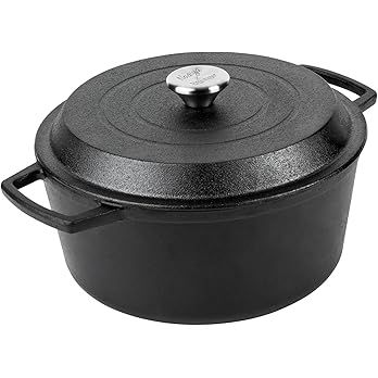 Prestige x Nadiya Cast Iron Casserole Dish with Lid - Black Cast Iron Dutch Oven Cooking Pots, 4.... | Amazon (UK)