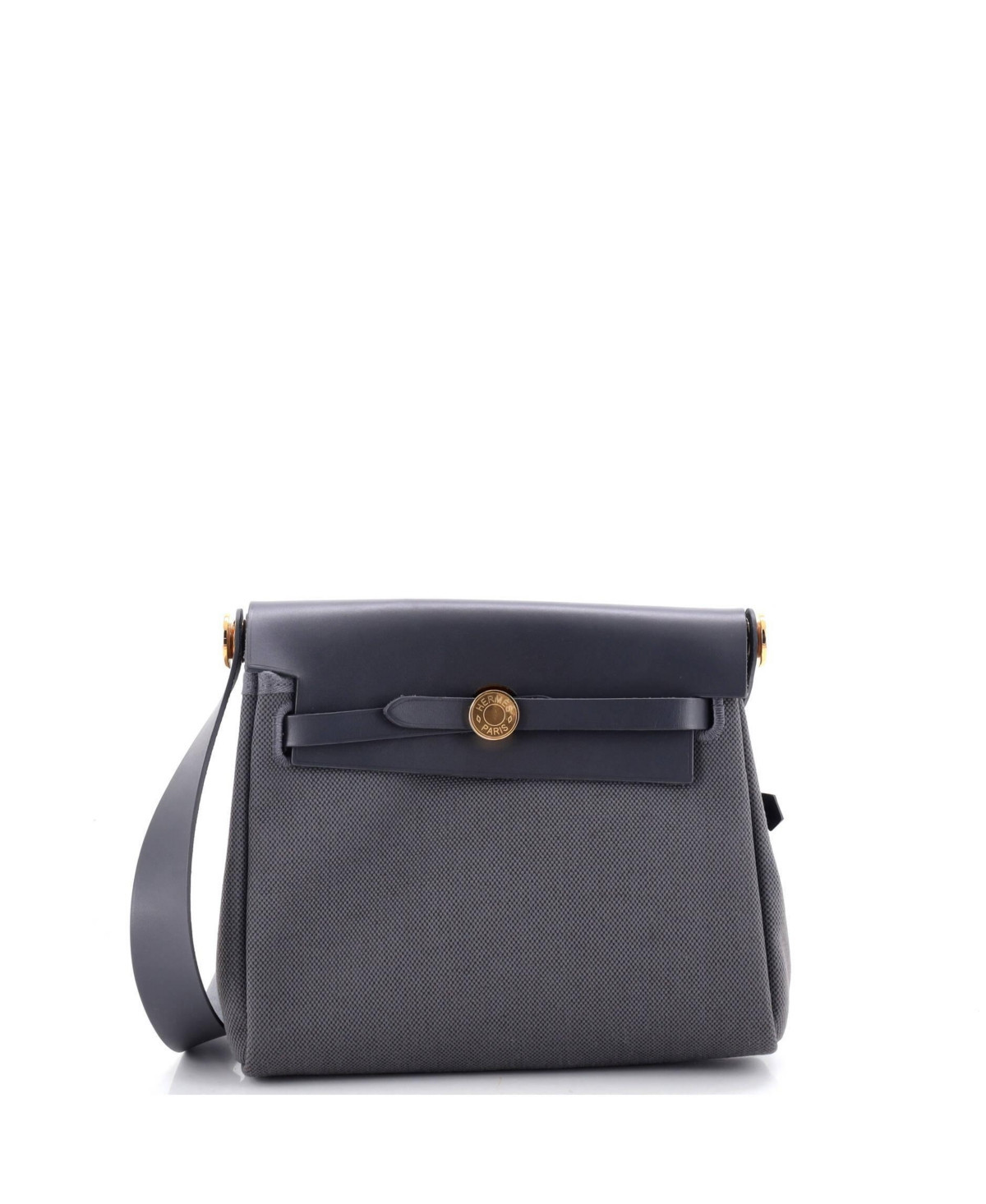 Pre-Owned HERMES 20 Herbag Zip Toile and Leather - Grey | Macy's