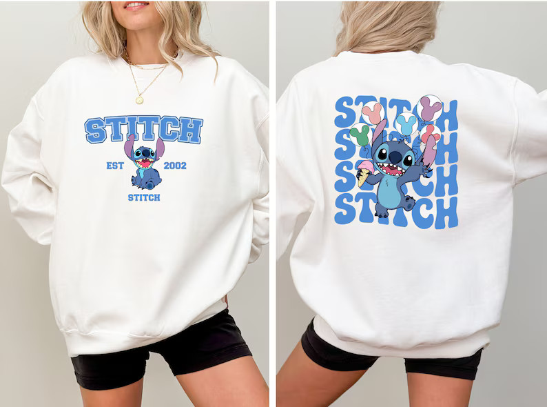 Disney Stitch Est. 2002 Sweatshirt, Stitch Sweatshirt, Stitch Balloons Sweatshirt, Stitch Snacks ... | Etsy (US)