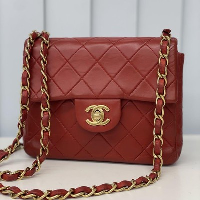 CHANEL Mini Matelasse Lambskin Chain Shoulder Bag Red 240831N  | eBay | eBay US