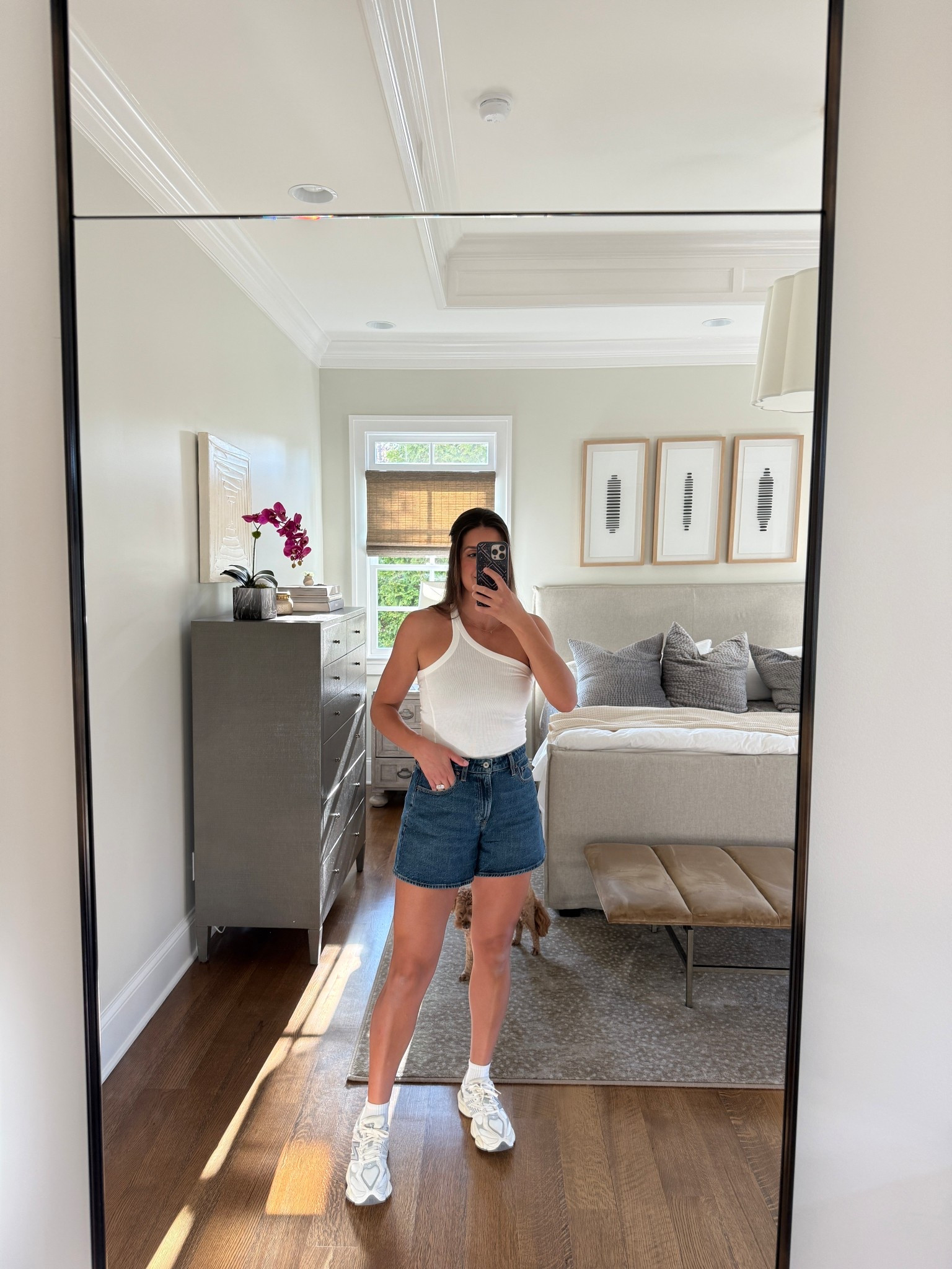 Abercrombie denim shorts, white tank, casual outfit 

#LTKootd #LTKmomlife