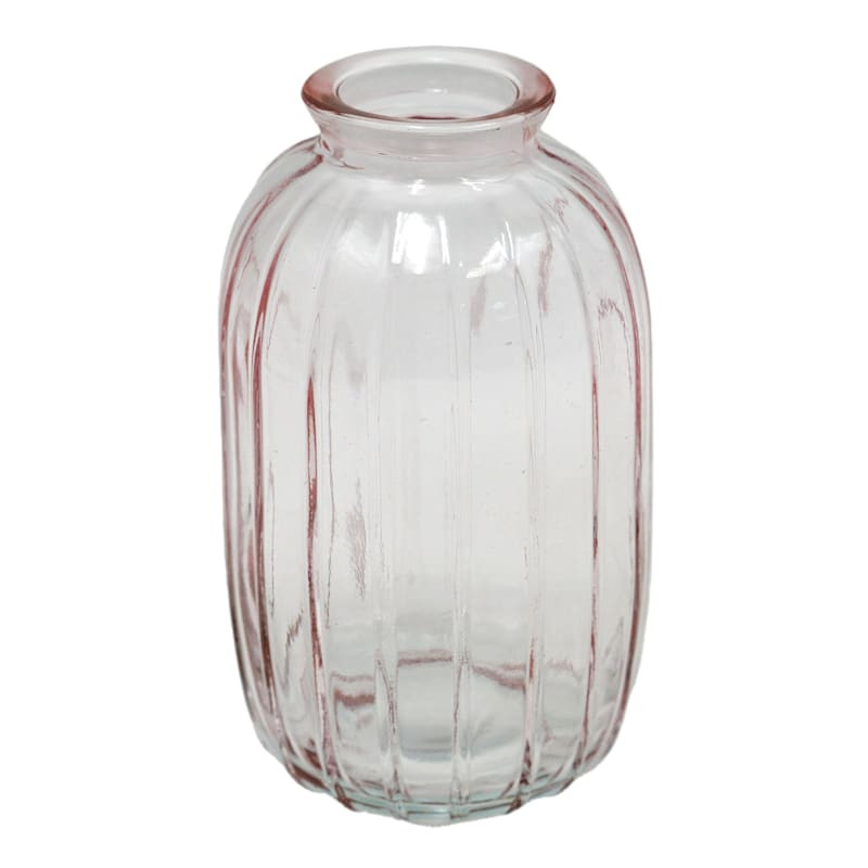 Pink Striped Glass Bud Vase, 5" | At Home