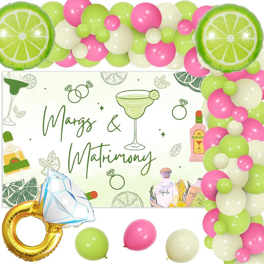 Wonmelody Margs & Matrimony Bachelorette Decor Margarita Backdrop Banner Decor with Margs and Mat... | Amazon (US)