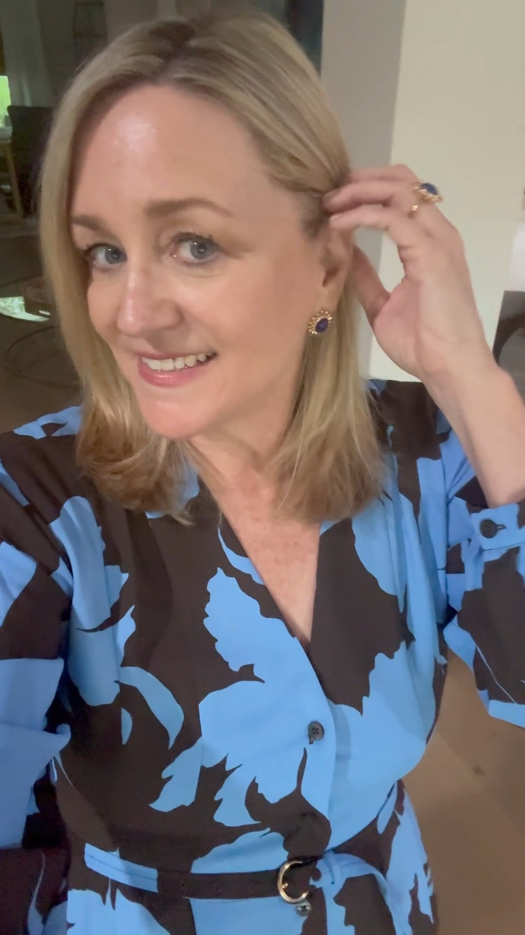 Cute patterned dress and jewelry 

This dress is great work and after work drinks too!

#LTKootd #LTKdayinmylife #LTKOver40