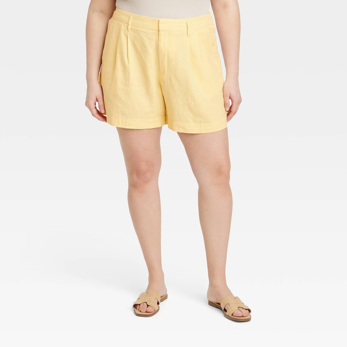 Women's High-Rise Linen Pleated Front Shorts - A New Day™ | Target