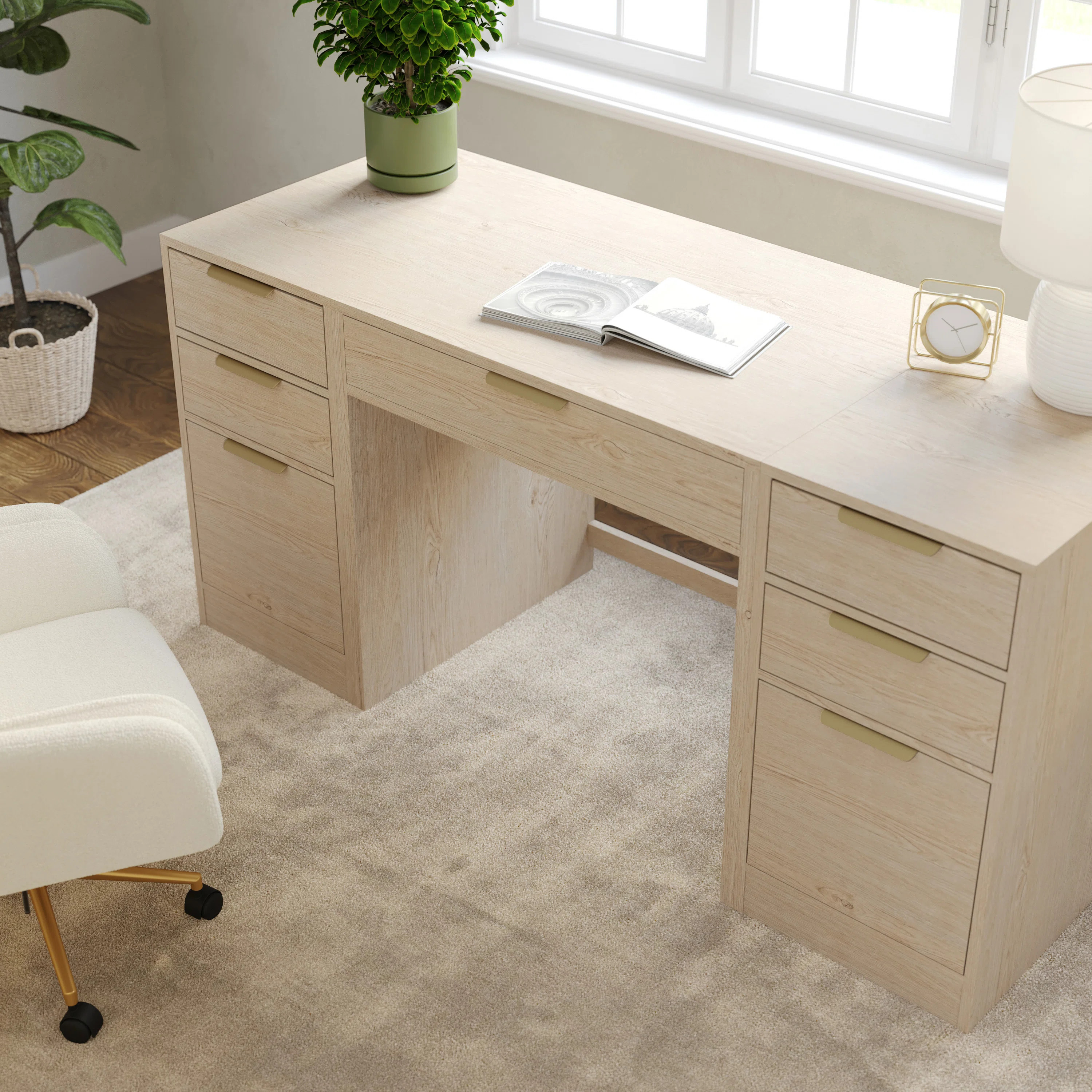 Martha Stewart Kayden Modular 1 Drawer Desk And Dual 3 Drawer File Cabinets | Wayfair North America