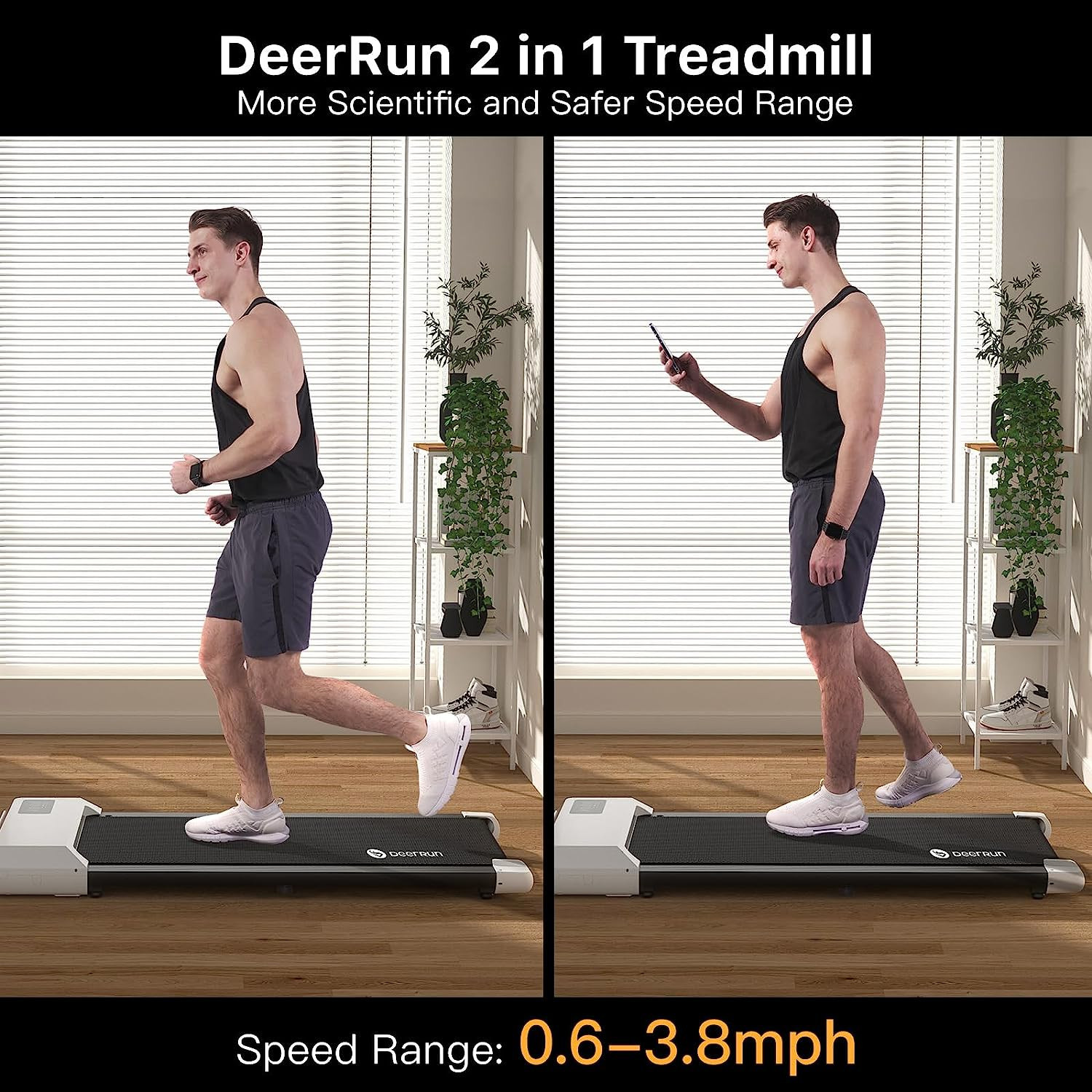 DeerRun Walking Pad, Under Desk Treadmill 2 in1, Mini Treadmill with Remote Control, Walking Pad ... | Amazon (US)