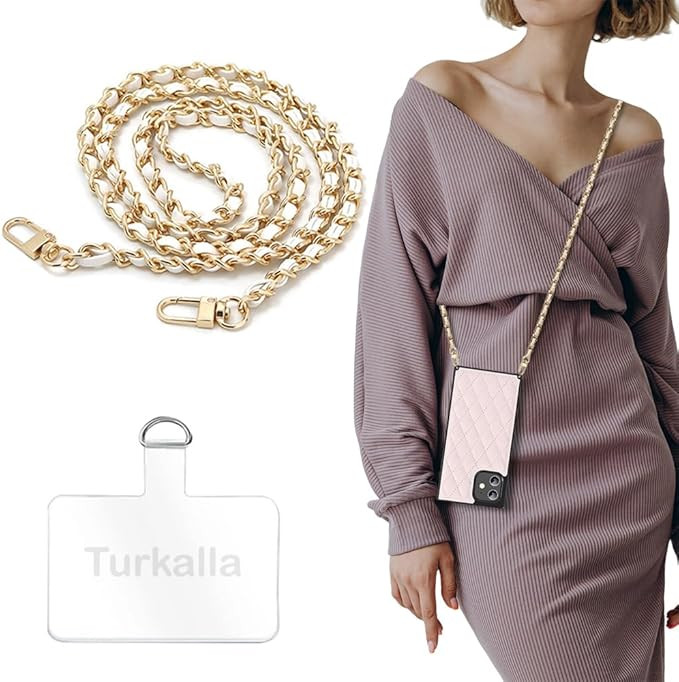 Phone Crossbody Chain Cell Phone Lanyard,Universal Leather+Metal Shouder Strap with Phone Tether ... | Amazon (US)