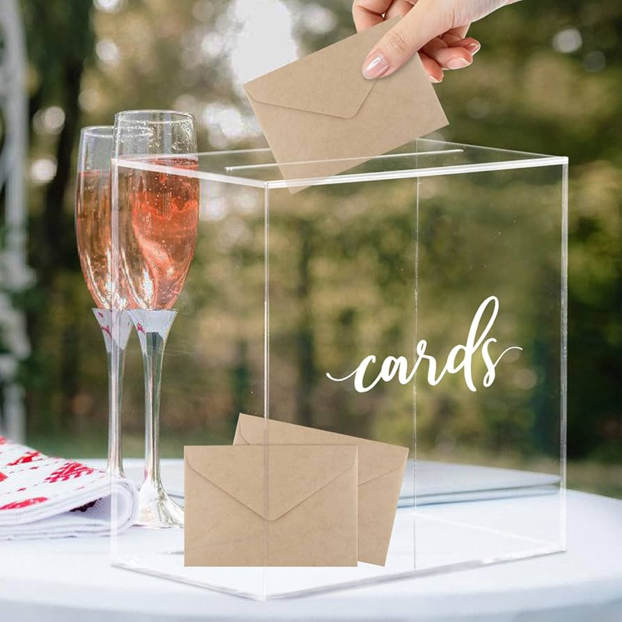 Acrylic Card Box Wedding with Slot Elegant Large Blank Clear Gift Card Boxes for Reception, Party... | Amazon (US)