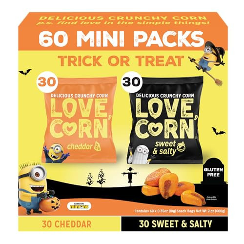 LOVE CORN Variety Pack, Featuring Cheddar & Sweet and Salty, 0.35 oz x 60 Delicious Crunchy Corn Healthy Family Snacks Gluten Free, Kosher, NON-GMO, Great Alternative for Chips, Nuts, Crackers, and Pretzels | Amazon (US)