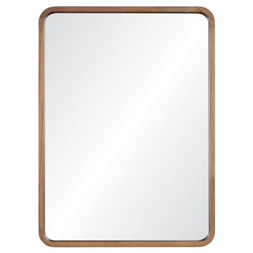 Dawson Coastal Beach Natural Wood Rectangular Wall Mounted Accent Mirror | Kathy Kuo Home
