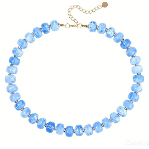 GelConnie Chunky Necklace for Women Blue Resin Statement Collar Choker | Amazon (US)